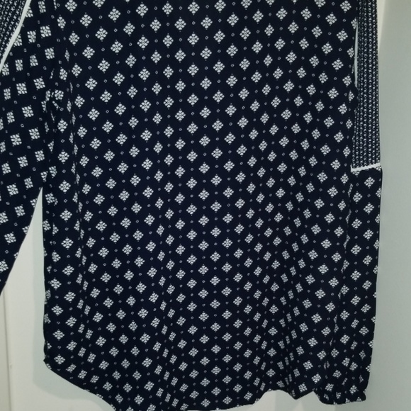 LOFT navy blue and white print loose blouse - Picture 5 of 5